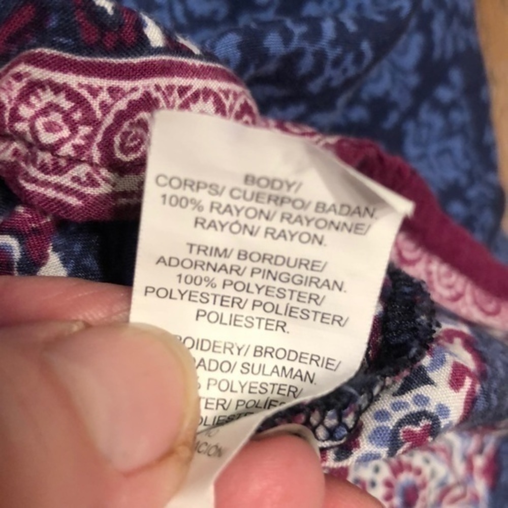 Lucky Brand top Medium navy bohemian top - Picture 5 of 5